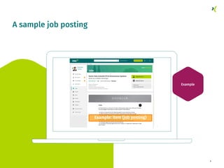 A sample job posting
9
Example
Job recommendations
Example: item (job posting)
5
 