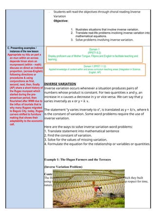 lesson plan for COT and promotion mathematics 9 | DOCX