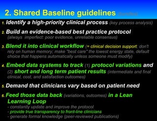 Shared Baseline Model Brent James: Achieving transformational change: how to become a high ...