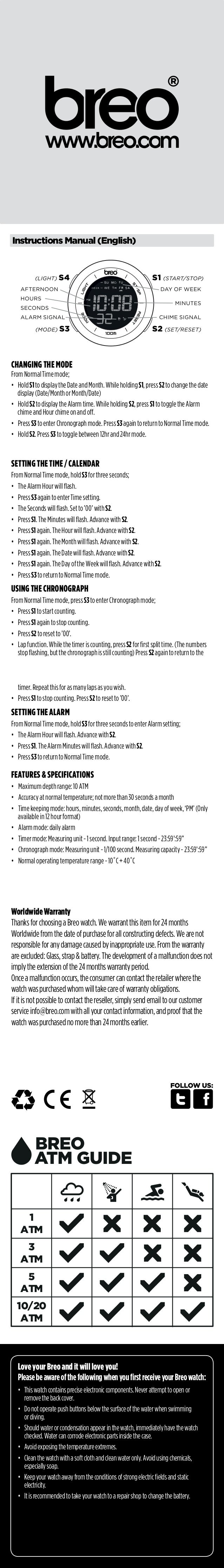 alarm chronograph watch instructions