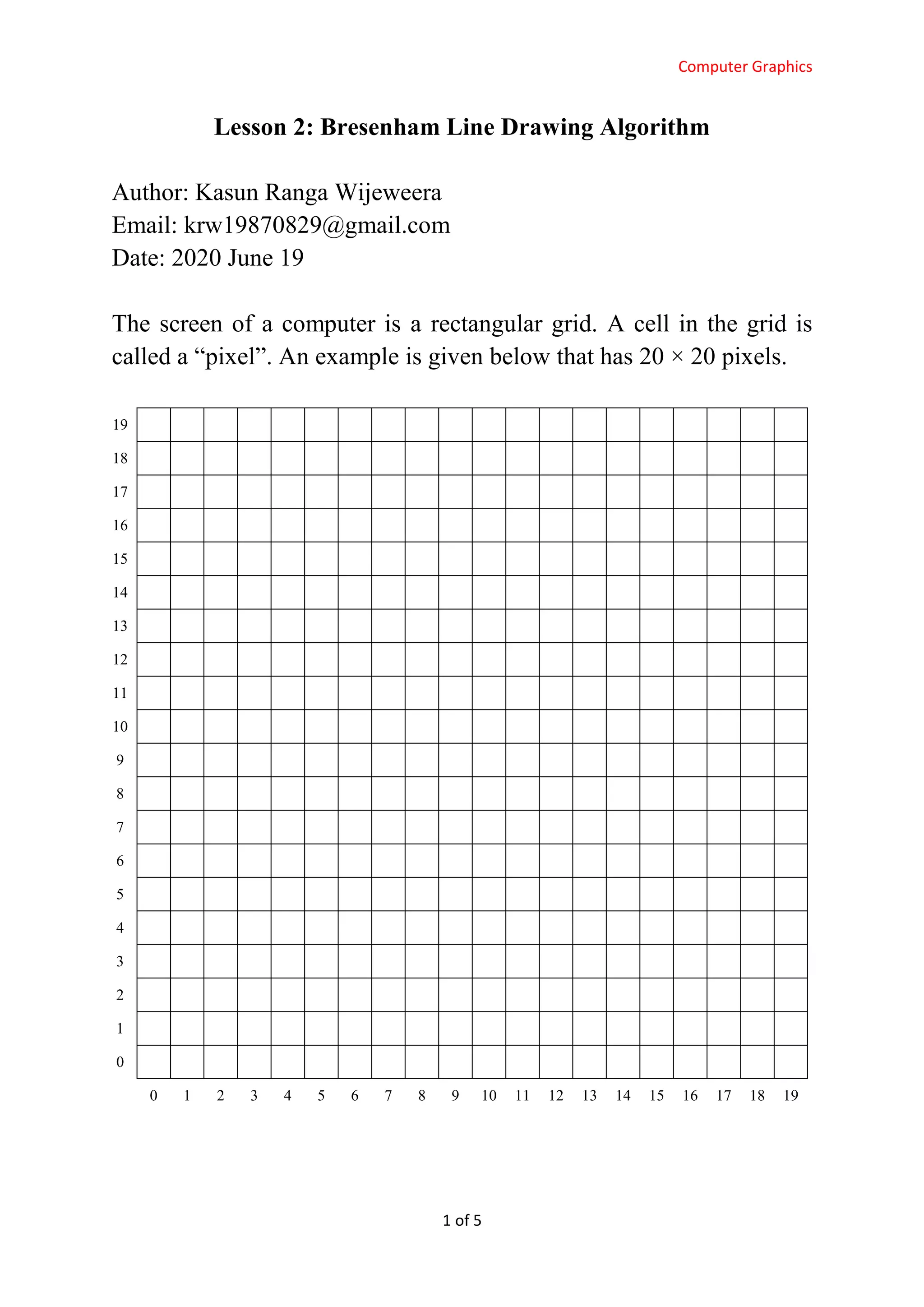 Bresenham Line Drawing Algorithm | PDF