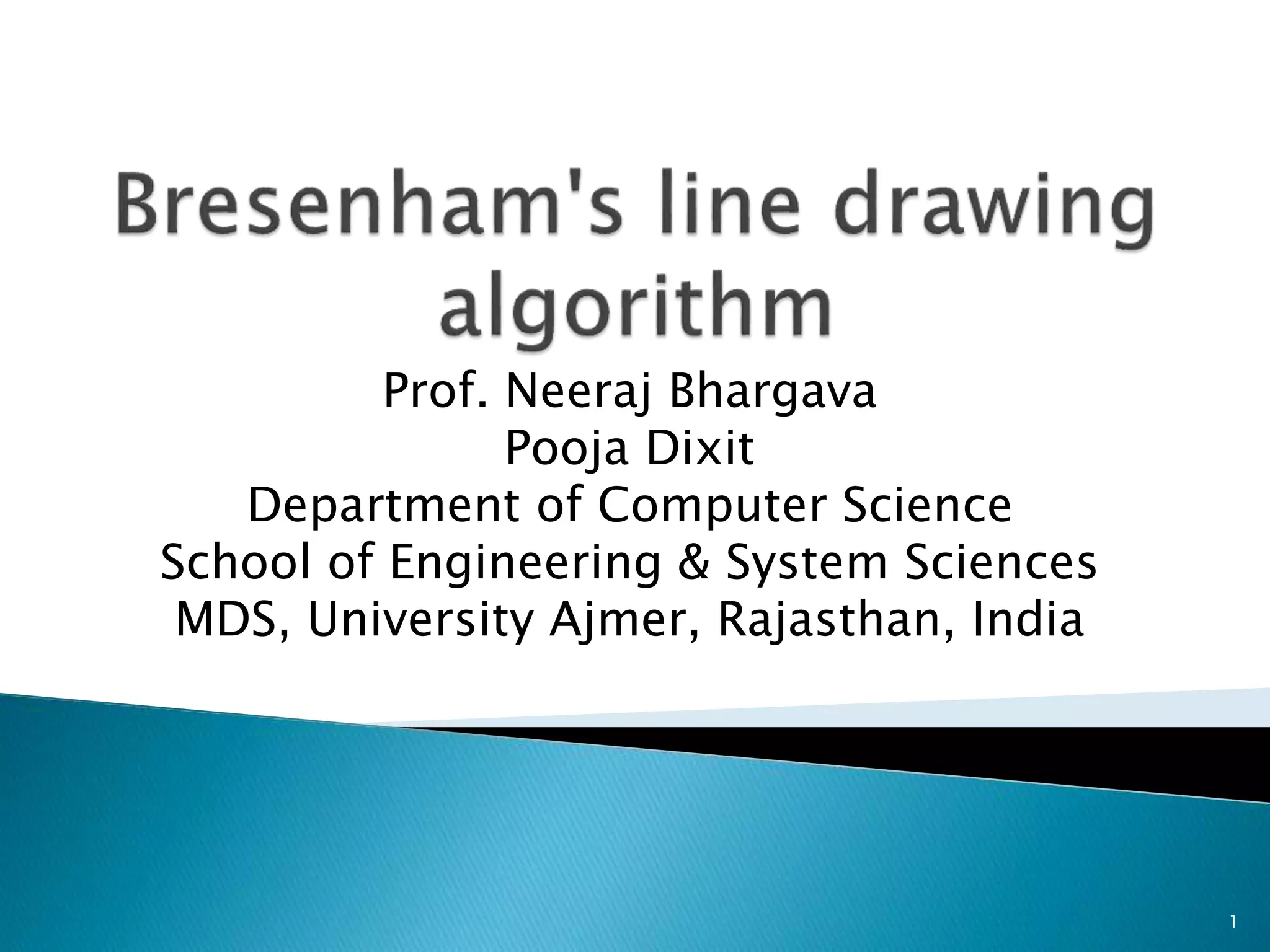 Bresenham's line algorithm | PPTX