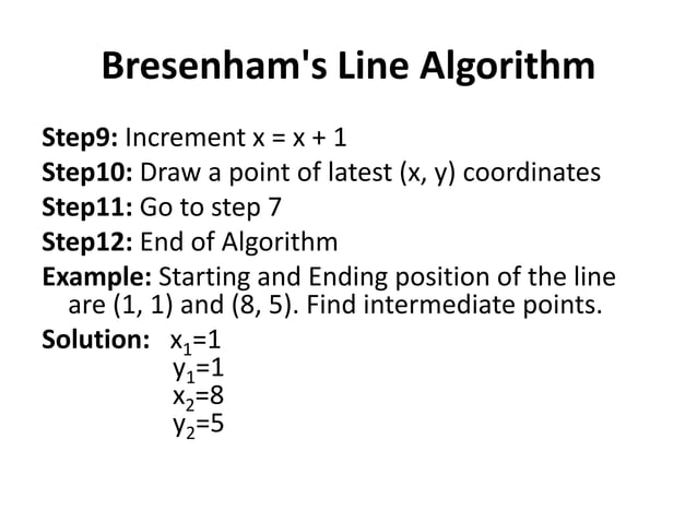 Bresenham's line drawing algorithm | PPTX