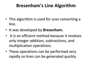 Bresenham's line drawing algorithm | PPTX