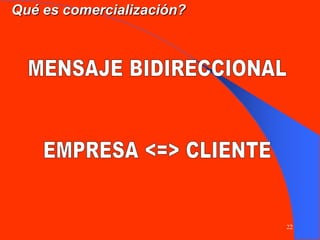 22
Qué es comercialización?
 