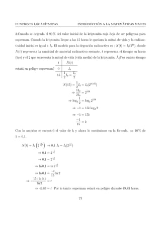 FUNCIONES LOGARITMICAS INTRODUCCION A LA MATEMATICAS MA0123 
3. Funcion Logartmica. 
3.1. De 