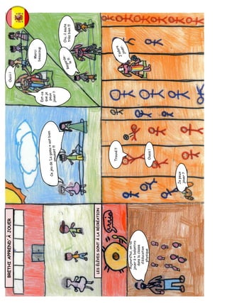 BRETHIAPPREND´ÀJOUER
LESÉLÈVESSONTÀLARÉCRÉATION
Aujourd’hui,onva
jouerà«balantiro
danslaclasse
d’éducation
physique
Trouvé!!
Ouais!
Jepeux
jouer?
Ouiiii!
Merci
beaucoup
Est-ce
queje
peux
jouer?
Oiu,ilsaute
trèsbien!!!
 