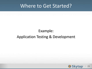I 29
Example:
Application Testing & Development
Where to Get Started?
 