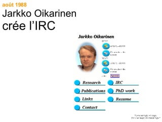 août 1988 Jarkko Oikarinen crée l’IRC 