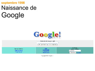 septembre 1998 Naissance de  Google 