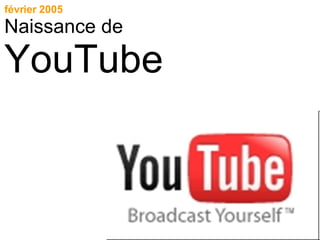 février 2005 Naissance de YouTube 