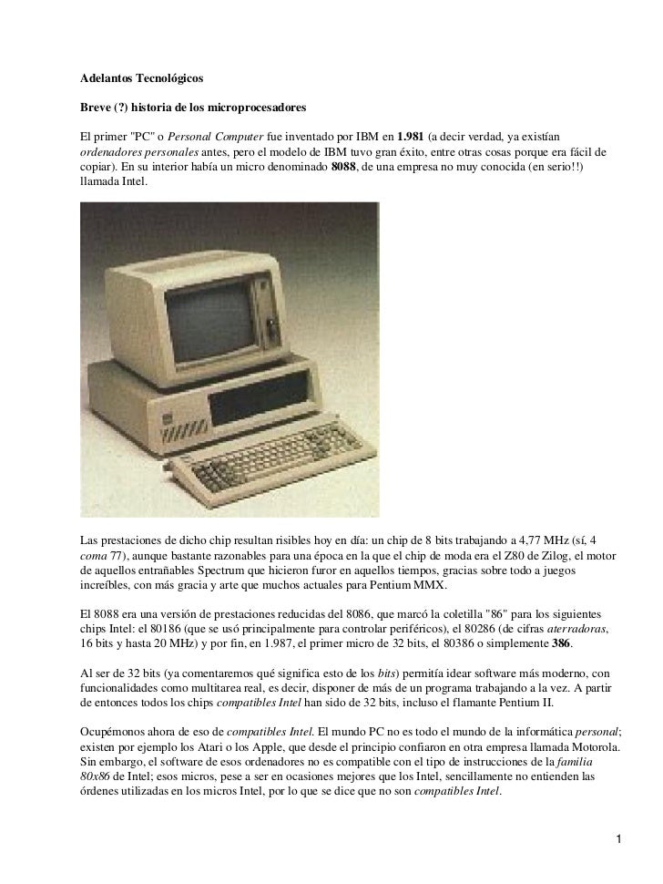 Breve historia de los microprocesadores