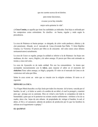 Breve informe de la coca
