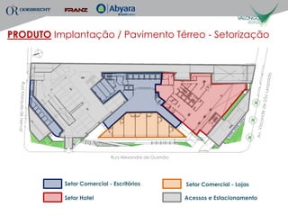 PRODUTO Implantação / Pavimento Térreo - Setorização




                            Rua Alexandre de Gusmão




           Setor Comercial - Escritórios              Setor Comercial - Lojas

           Setor Hotel                                Acessos e Estacionamento
 