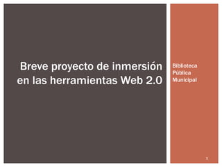 Breve proyecto de inmersión   Biblioteca
                              Pública
en las herramientas Web 2.0   Municipal




                                           1
 