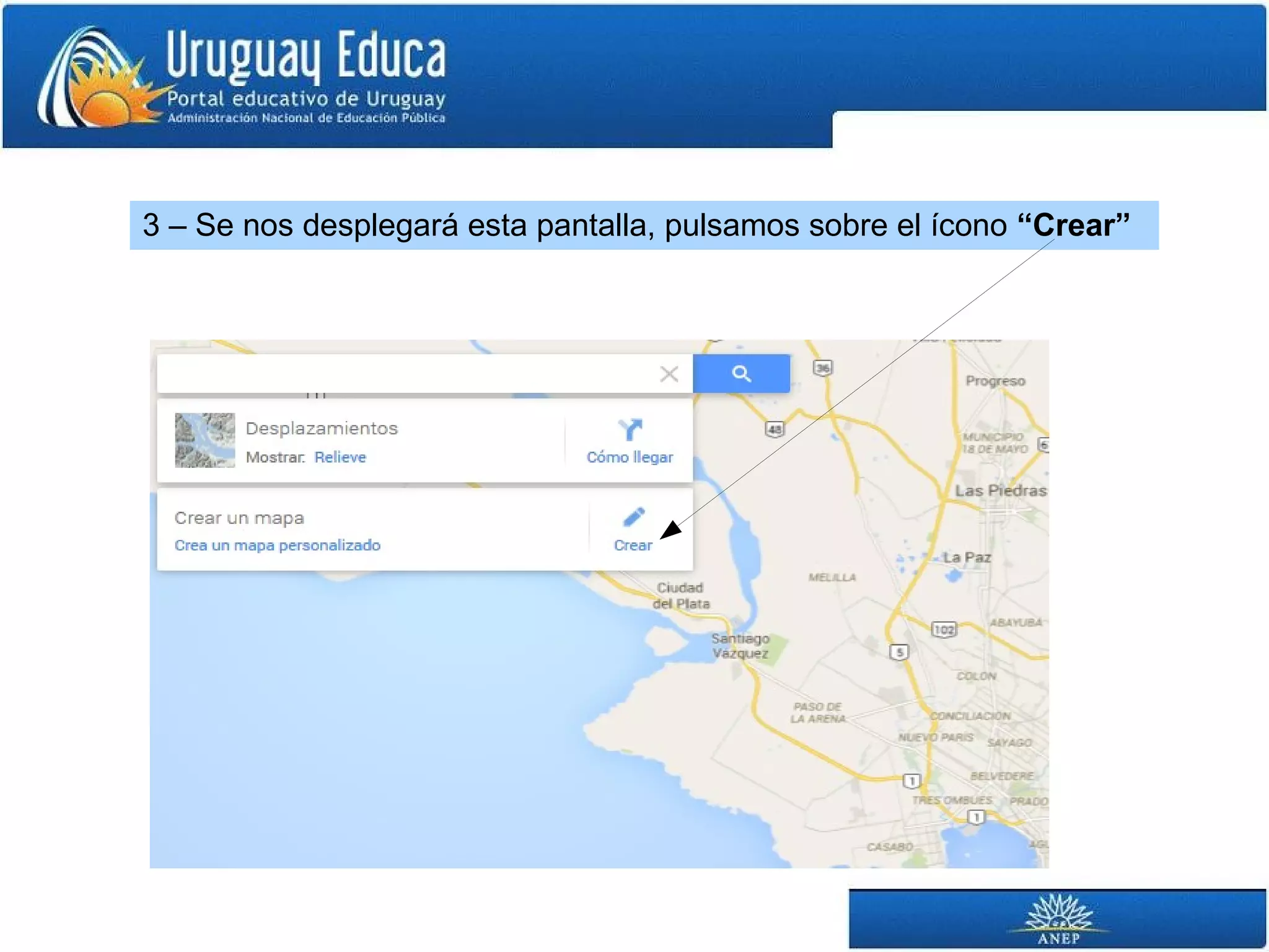 3 – Se nos desplegará esta pantalla, pulsamos sobre el ícono “Crear” 
 