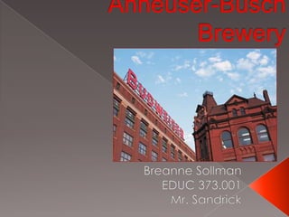 Anheuser-Busch Brewery Breanne Sollman EDUC 373.001 Mr. Sandrick 