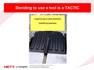 Deciding to use a tool is a TACTIC I want to use a snow shovel to benefit my business http://www.flickr.com/photos/signify...