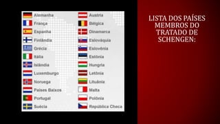 LISTA DOS PAÍSES
MEMBROS DO
TRATADO DE
SCHENGEN:
 