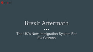 Brexit Aftermath
The UK’s New Immigration System For
EU Citizens
 