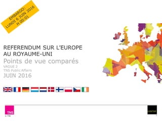 © TNS 1
REFERENDUM SUR L’EUROPE
AU ROYAUME-UNI
Points de vue comparés
VAGUE 2
TNS Public Affairs
JUIN 2016
 