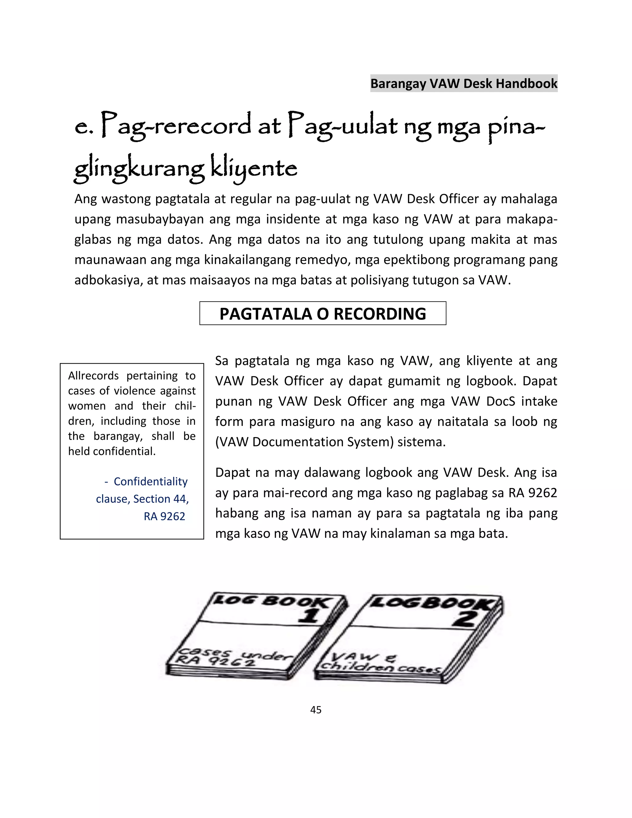 Final Rsa Tagalog Brgy Vaw Handbook Tagalog Final Texts | PDF