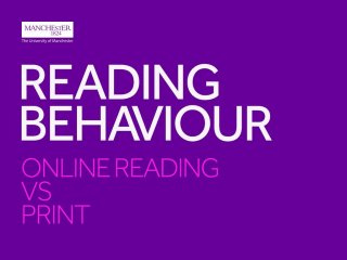 Books Right Here Right Now: Reading Behaviour - Online Reading versus Print