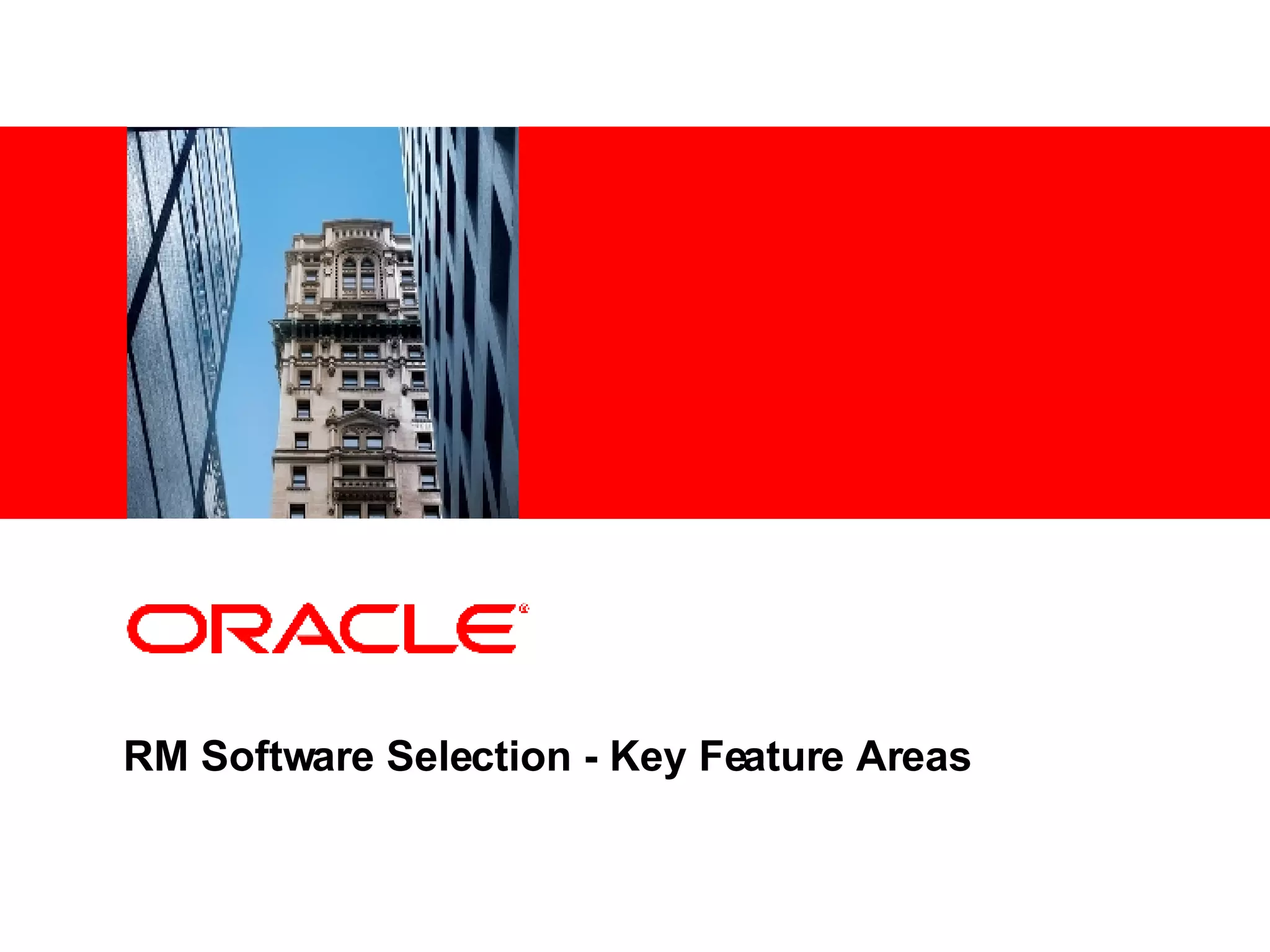RM Software Selection - Key Feature Areas 