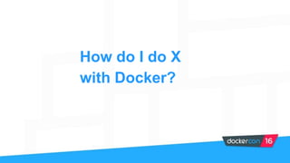 How do I do X
with Docker?
 
