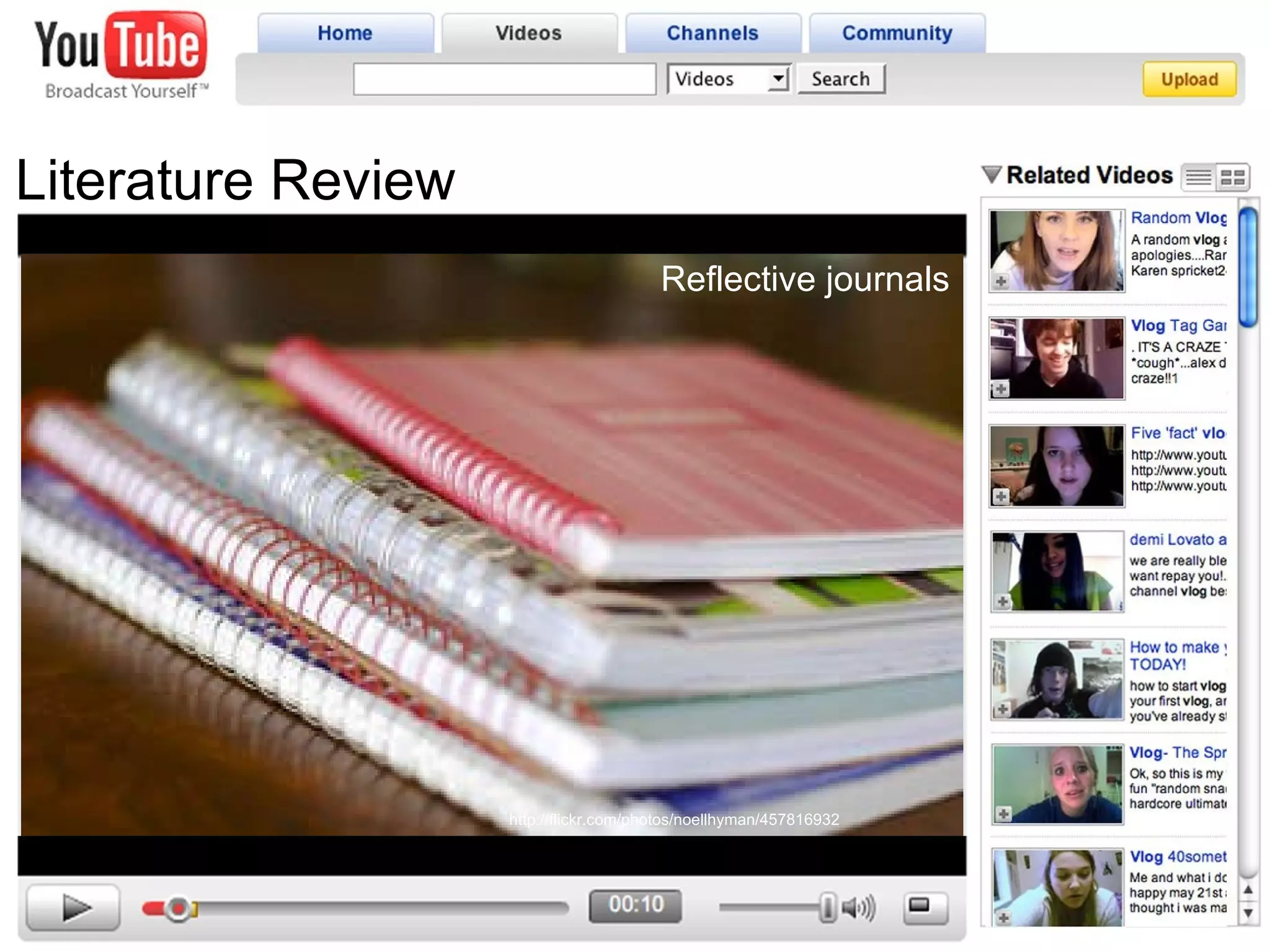 Literature Review Reflective journals http://flickr.com/photos/noellhyman/457816932 