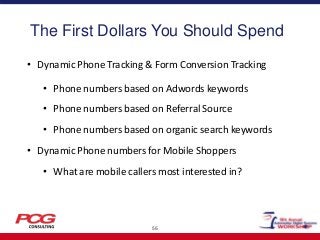 The First Dollars You Should Spend
• Dynamic Phone Tracking & Form Conversion Tracking
• Phone numbers based on Adwords ke...