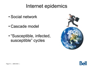 Internet epidemics Social network Cascade model  “ Susceptible, infected, susceptible” cycles 