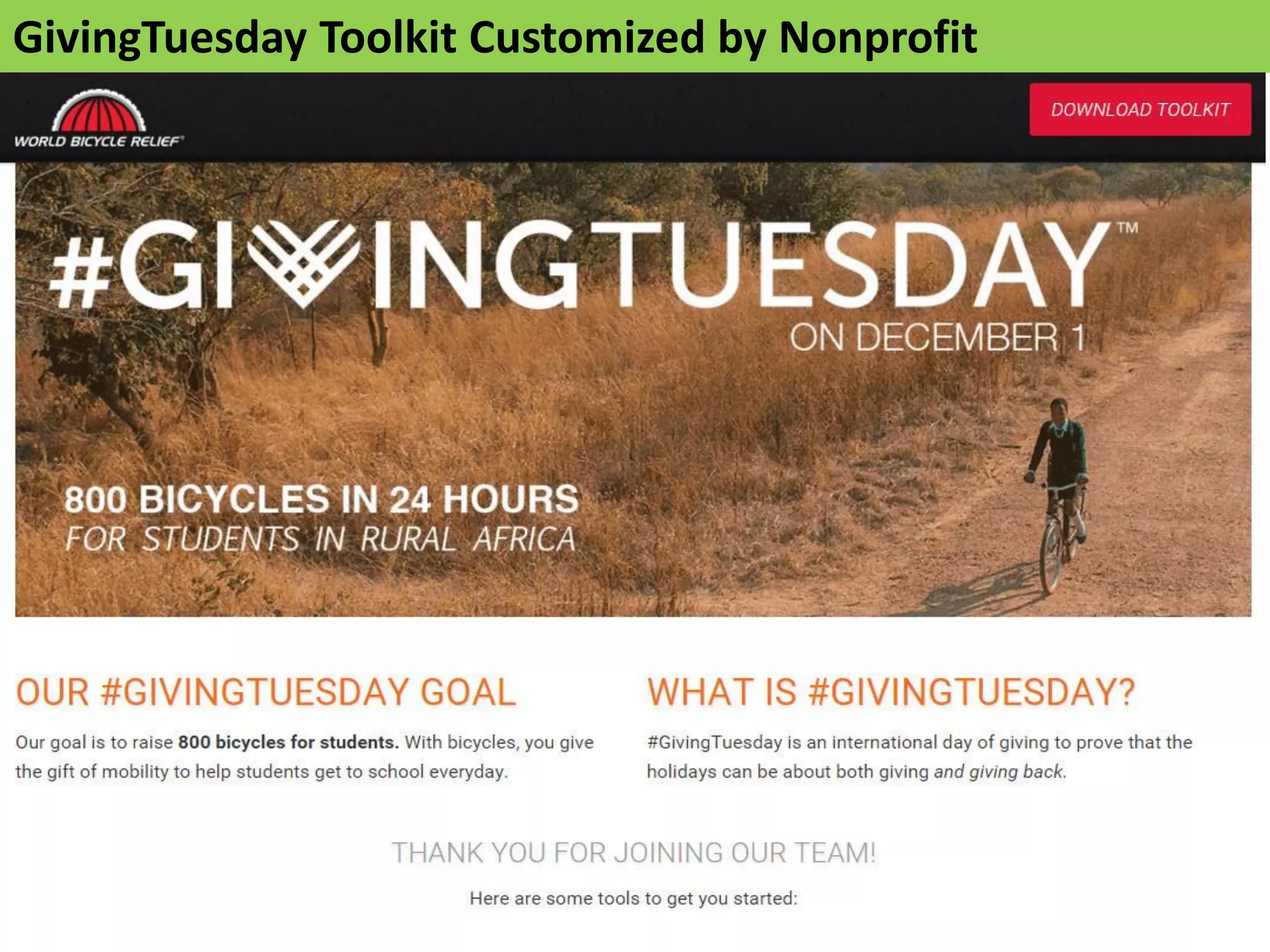 GivingTuesday Toolkit Customized by Nonprofit
 