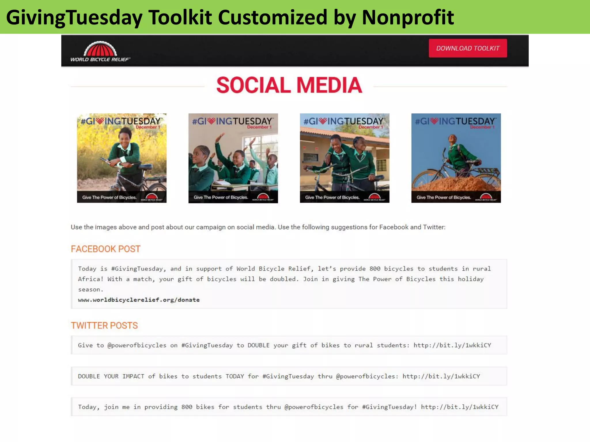GivingTuesday Toolkit Customized by Nonprofit
 