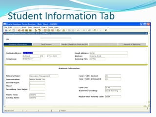 Student Information Tab