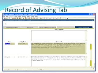 Record of Advising Tab