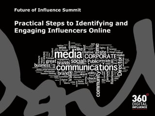 Future of Influence Summit


Practical Steps to Identifying and
Engaging Influencers Online
 