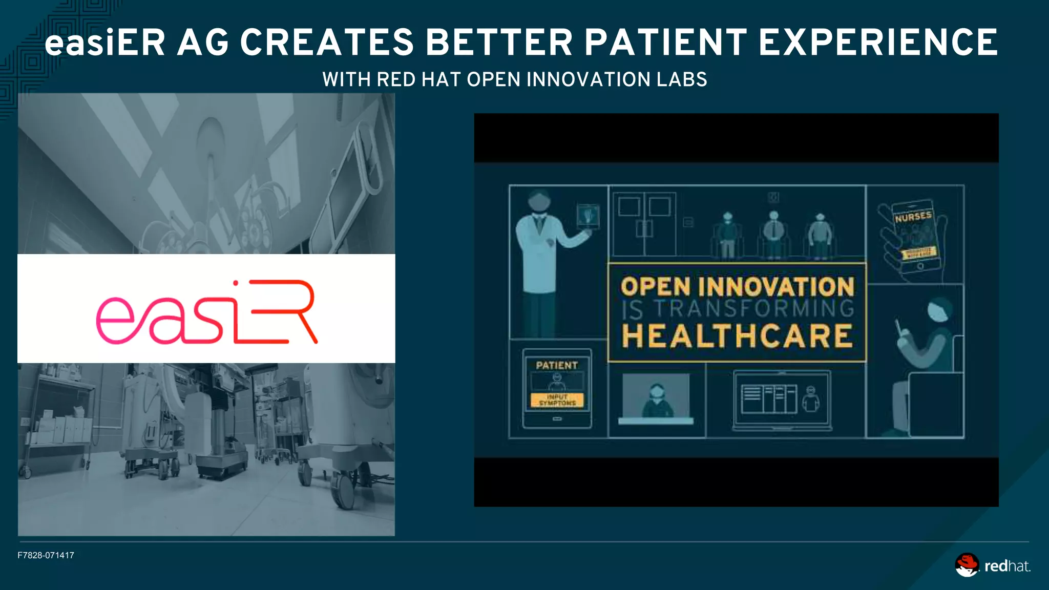 F7828-071417
easiER AG CREATES BETTER PATIENT EXPERIENCE
WITH RED HAT OPEN INNOVATION LABS
 