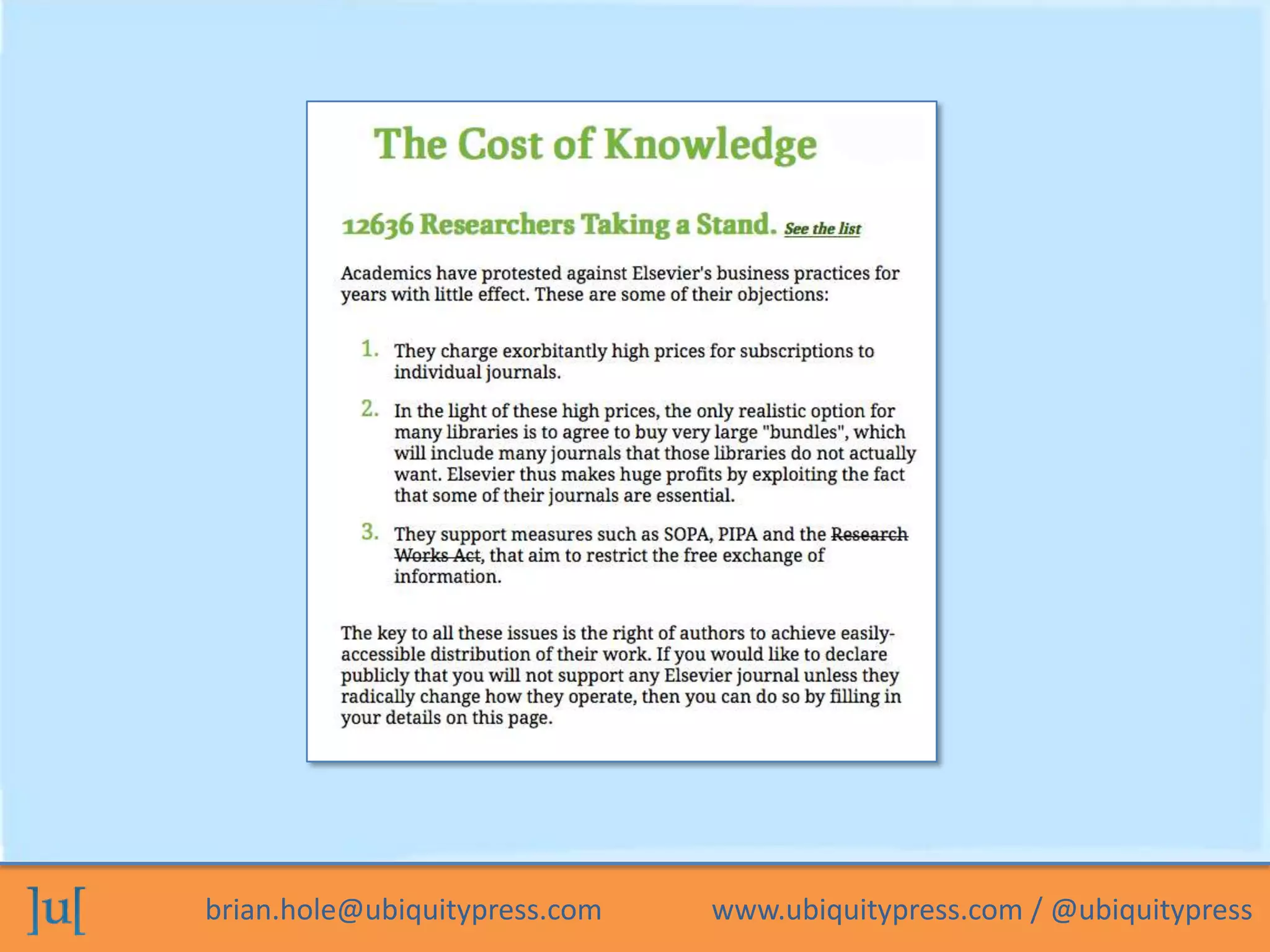 brian.hole@ubiquitypress.com www.ubiquitypress.com / @ubiquitypress
 