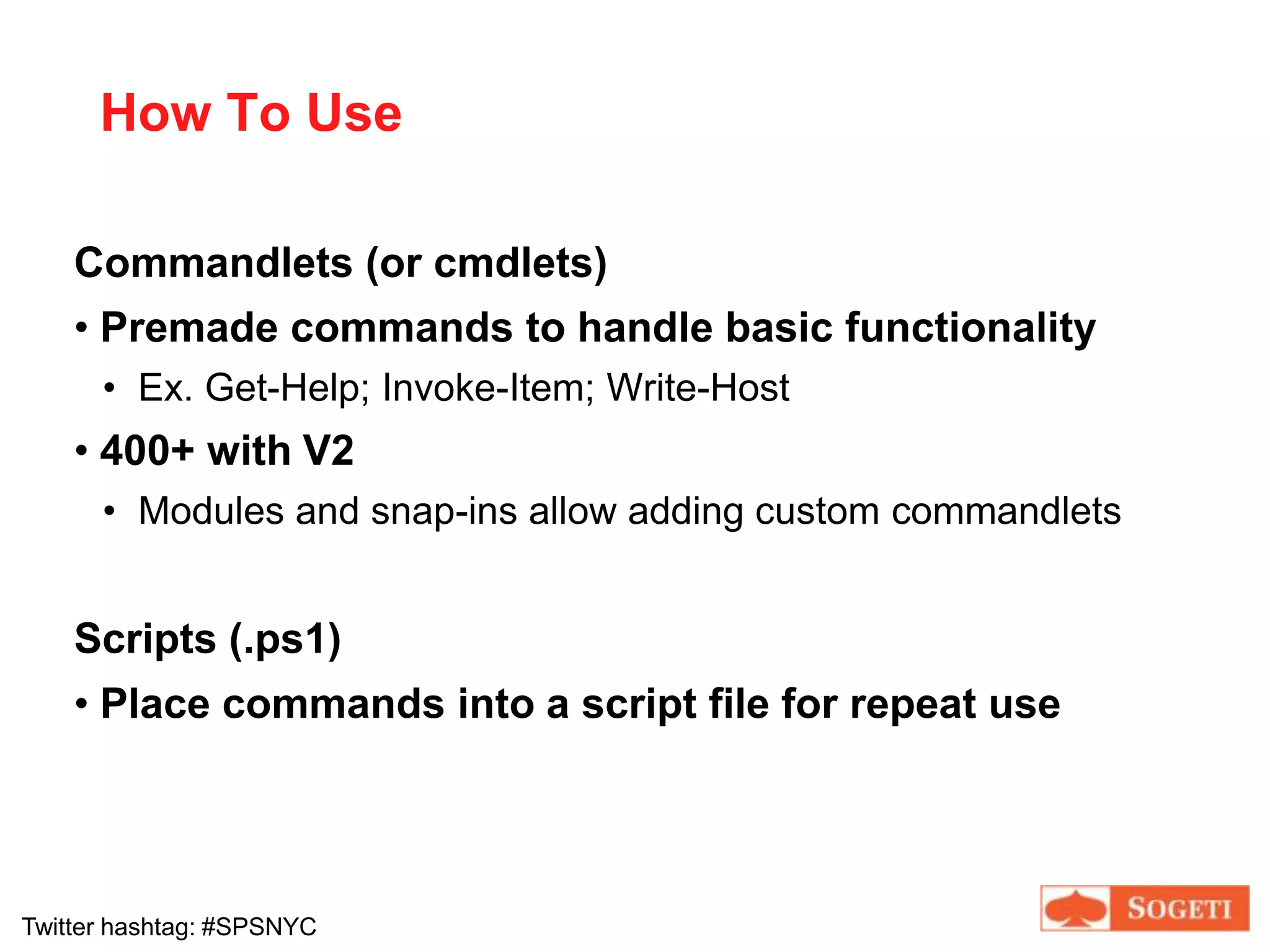 Been using PowerShell and want to use on SharePointLittle bit of content for everyone