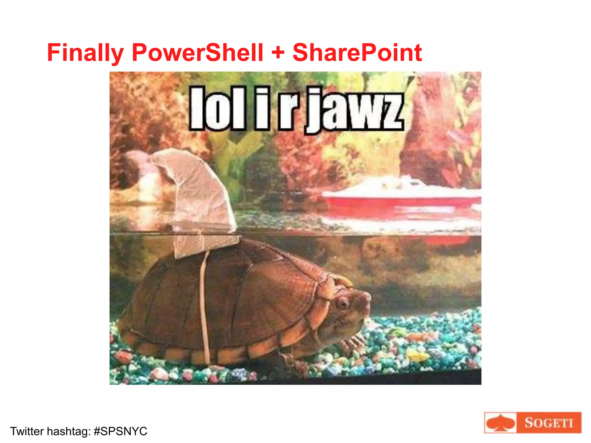 Brief Features OverviewConsistent syntaxShame on STSADMObject oriented pipelineAble to pass object output from one cmdlet as input to nextEx. Get-ChildItem | Sort-Object -Property LastWriteTimeBuilt-in providersTalk to Active Directory, registry, WMI, etc. nativelyAliasesBridge the gap for Unix, VBScript, etc. usersTab complete
