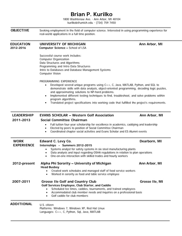 Brian Kurilko resume PDF - Brian Kurilko Resume 1 638 
