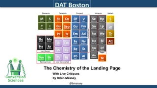 @bmassey 
The Chemistry of the Landing Page 
With Live Critiques 
by Brian Massey  