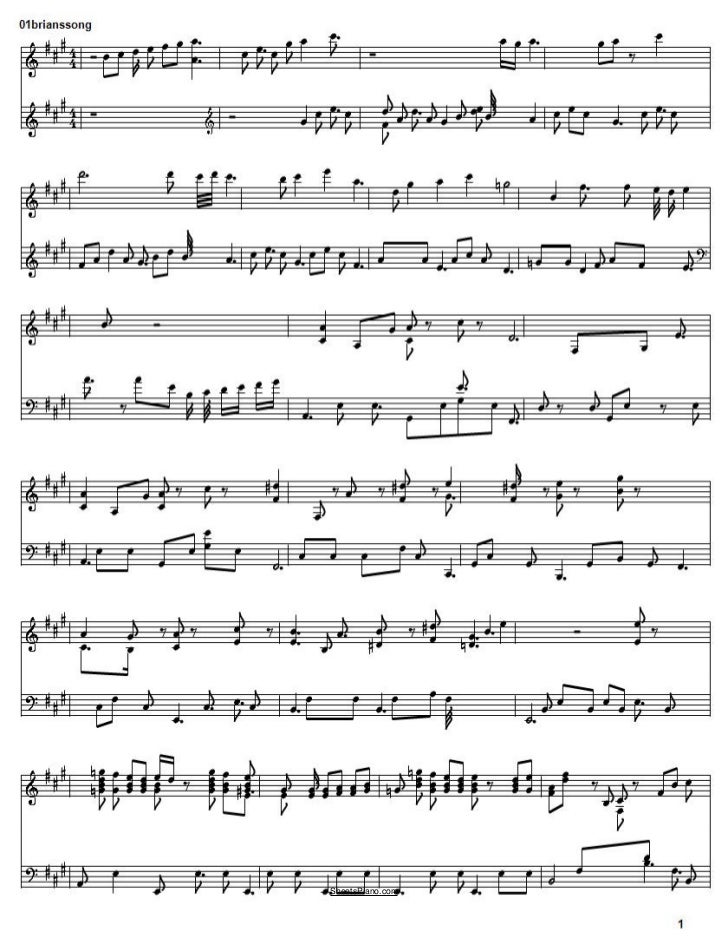 brians song free piano music sheets free song sheet music