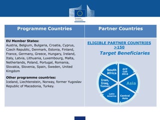 Programme Countries Partner Countries
EU Member States:
Austria, Belgium, Bulgaria, Croatia, Cyprus,
Czech Republic, Denma...