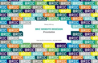 1
BRIC WEBSITE REDESIGN
Presentation
February 18TH 2015
VIVEK BALIGA, SYLVIA ROYALL, MELANIE WIDER
 