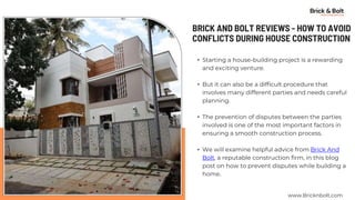 BRICK AND BOLT REVIEWS - HOW TO AVOID CONFLICTS DURING HOUSE ...