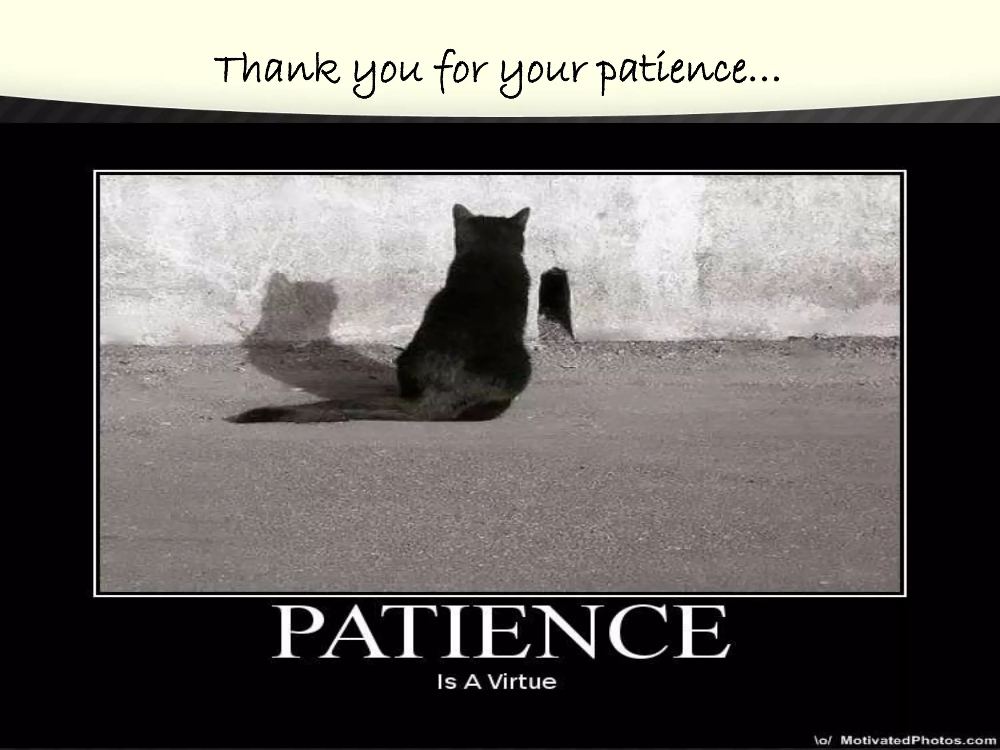 Thank you for your patience…
 
