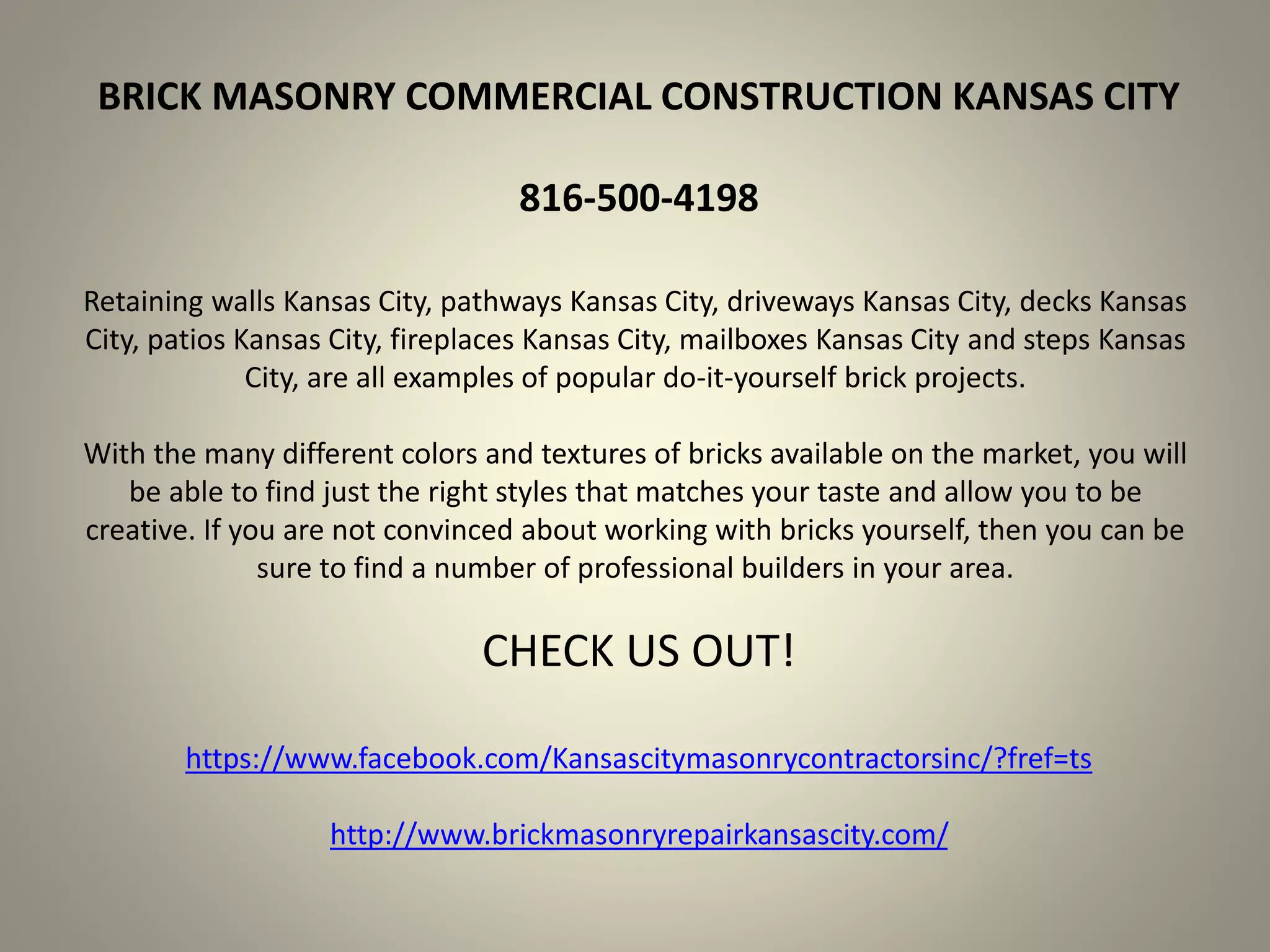 Brick masonry commercial construction kansas city | PPT