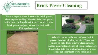 We are experts when it comes to brick paver
cleaning and sealing. Weather it is your patio
brick paver, sidewalk brick paver or driveway
brick paver project, we are the best in the
Chicago land area.
Brick Paver Cleaning
When it comes to the care of your brick
pavers, beware of who you hire. There are
many so called brick paver cleaning and
sealing contractors. Many of these contractors
have fallen into the sealing business as a way
to fill out their light work schedules.
 